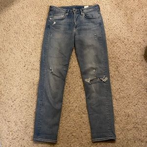 Ripped Light Wash Girlfriend Jeans